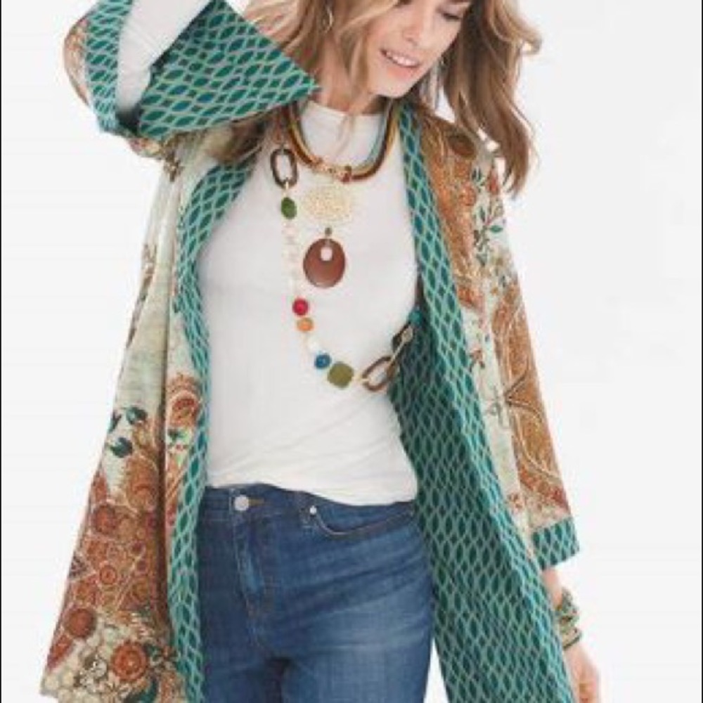 Chico’s Reversible Mixed Floral Geometric Kimono 4